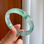 冰玻种飘花翡翠平安镯（57.5mm）（yc318586）