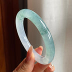 冰种飘花翡翠圆条手镯（54mm）（yc200655）