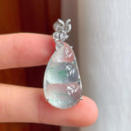 18k金镶冰玻种飘花翡翠豆子（yc249131）