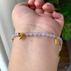 18K金镶糯冰种淡紫罗兰小米珠手链（yc232460）