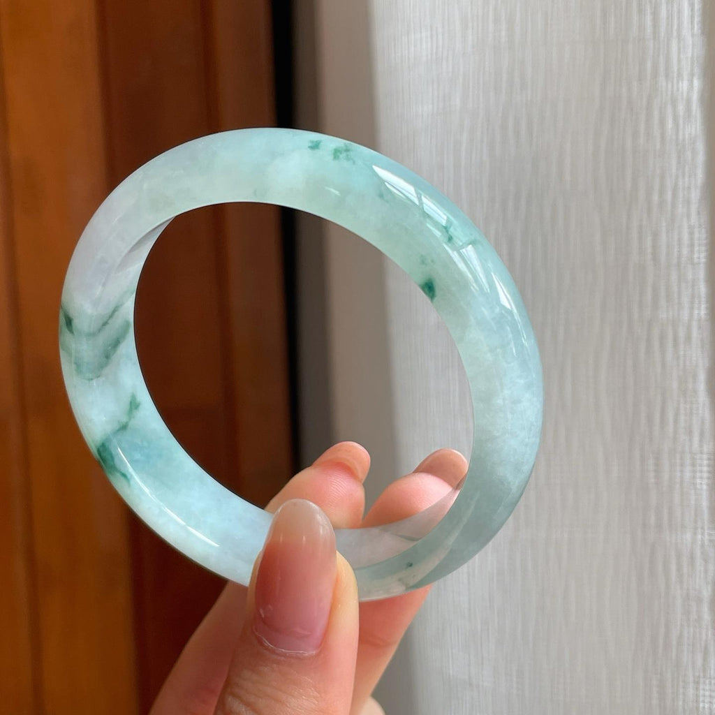 冰种飘花翡翠平安镯（53.3mm)（yc345578）