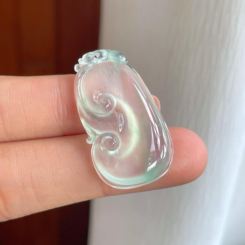 玻璃种带金丝翠翡翠如意（yc276683）