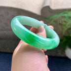 细糯种飘阳绿小宽版轮胎手镯（57.4mm）（yc233923）