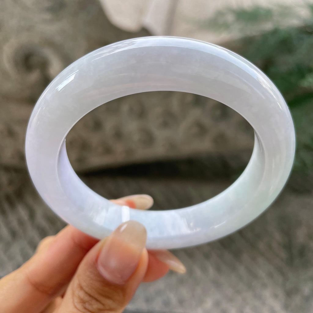 细糯种淡春彩正圈平安镯56圈   天然缅甸A货翡翠（yc351378）