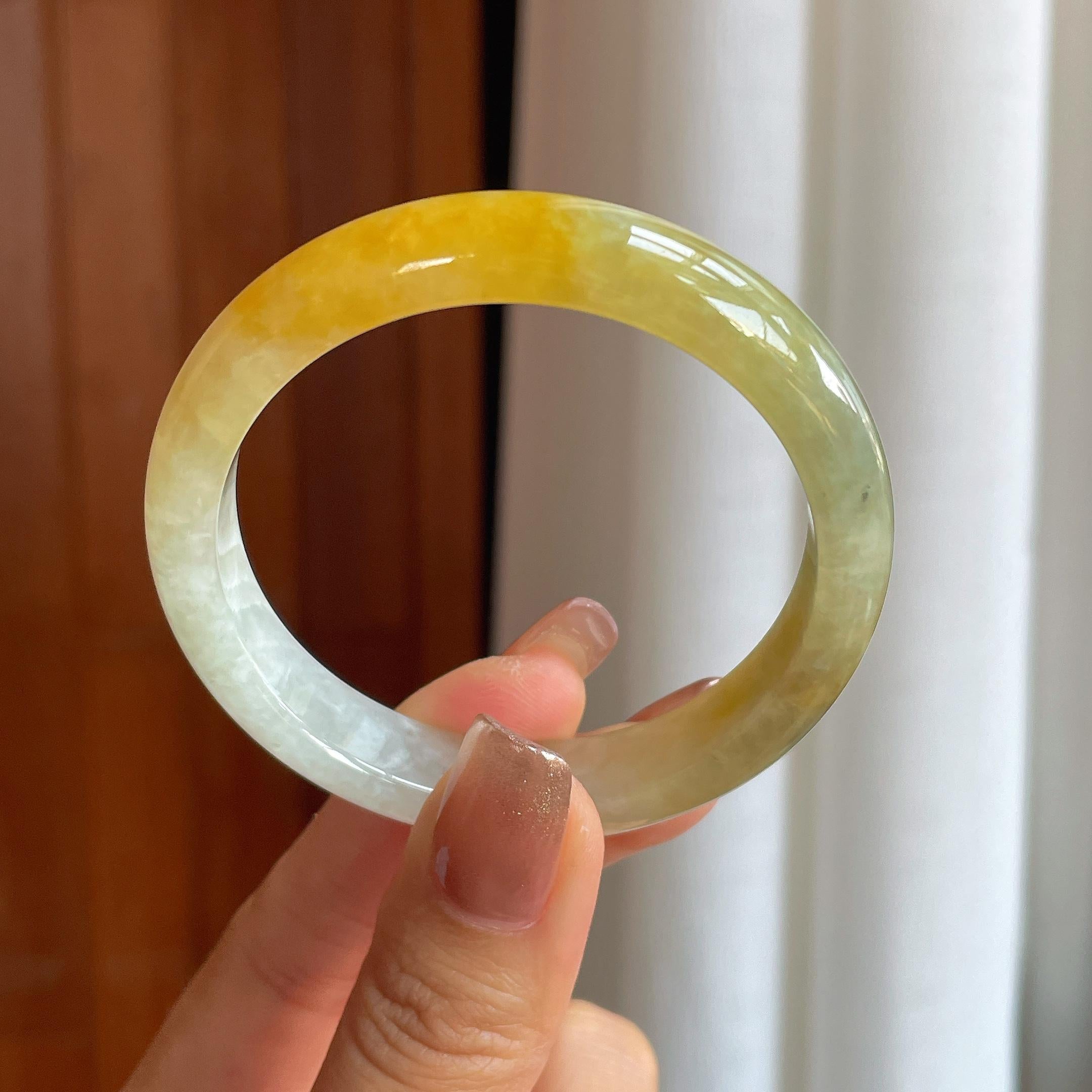 糯冰黄翡翡翠黄翡平安镯（52mm）（yc366982）