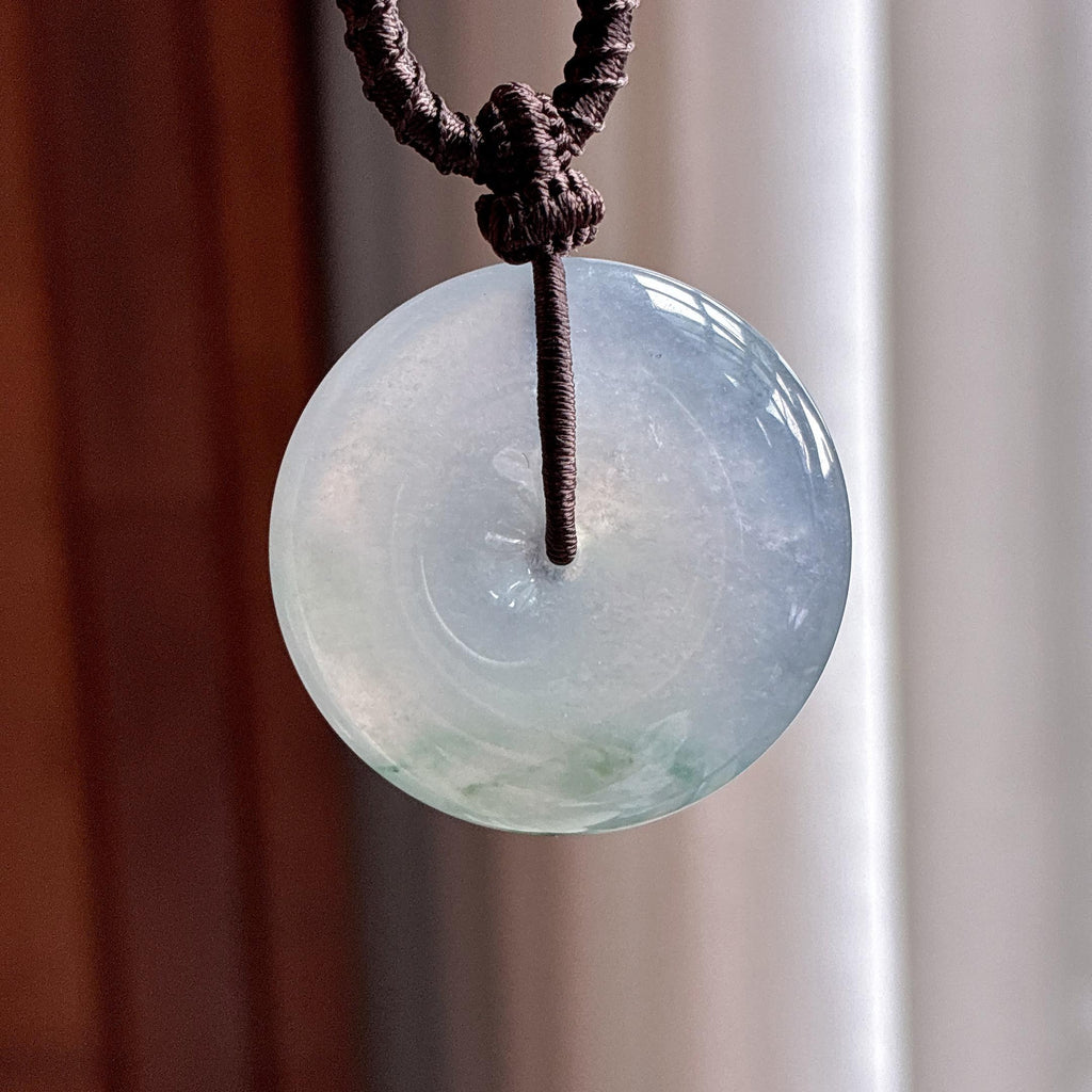 冰种飘花平安扣挂件 天然缅甸A货翡翠（yc498910）