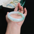 细糯冰飘花正圈翡翠手镯（55.8mm）（yc017034）