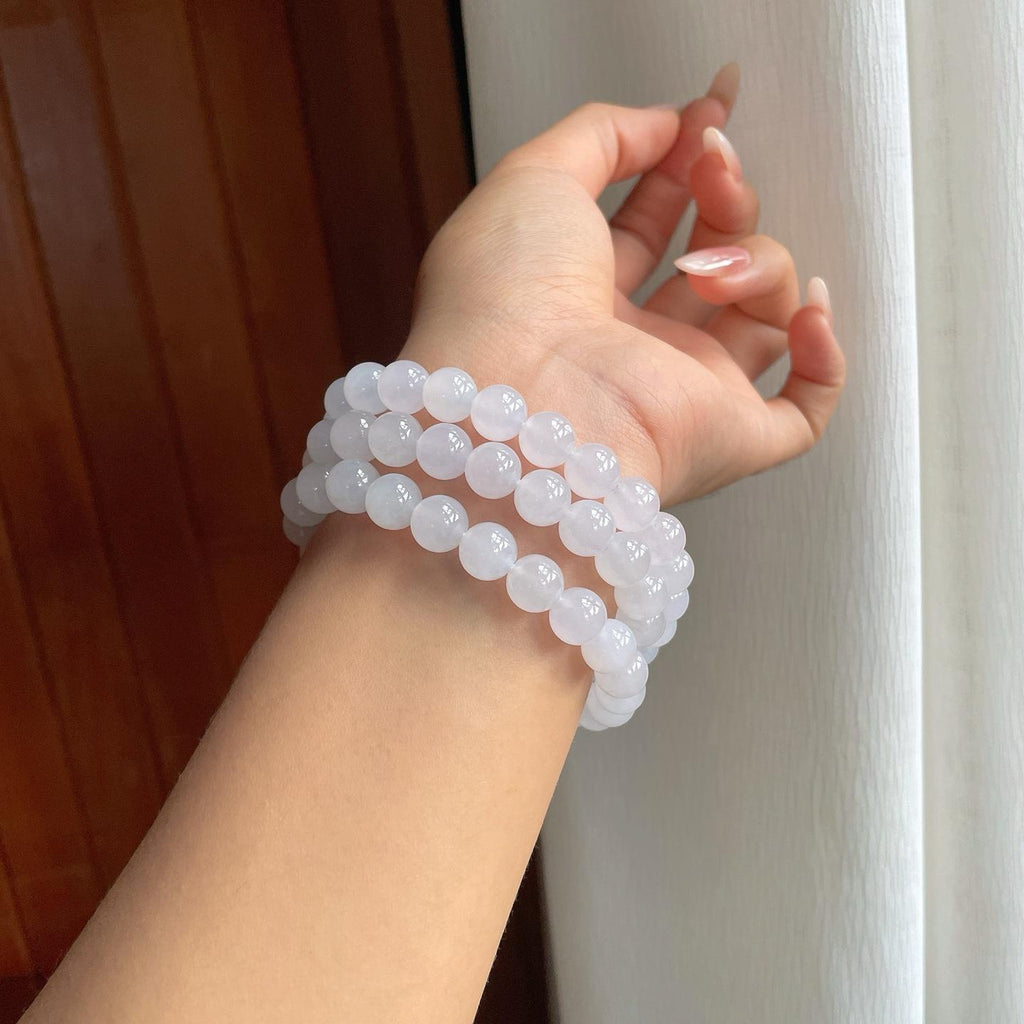 糯冰白冰翡翠珠串项链（yc260360）