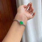 18k金镶冰种满绿翡翠蛋面（两用款）（yc247167）