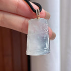 Khóa đầu vàng 18k, ngọc phỉ thúy băng chủng không màu, hình trúc tiết, ngọc phỉ thúy thiên nhiên Myanmar loại A (yc450453)