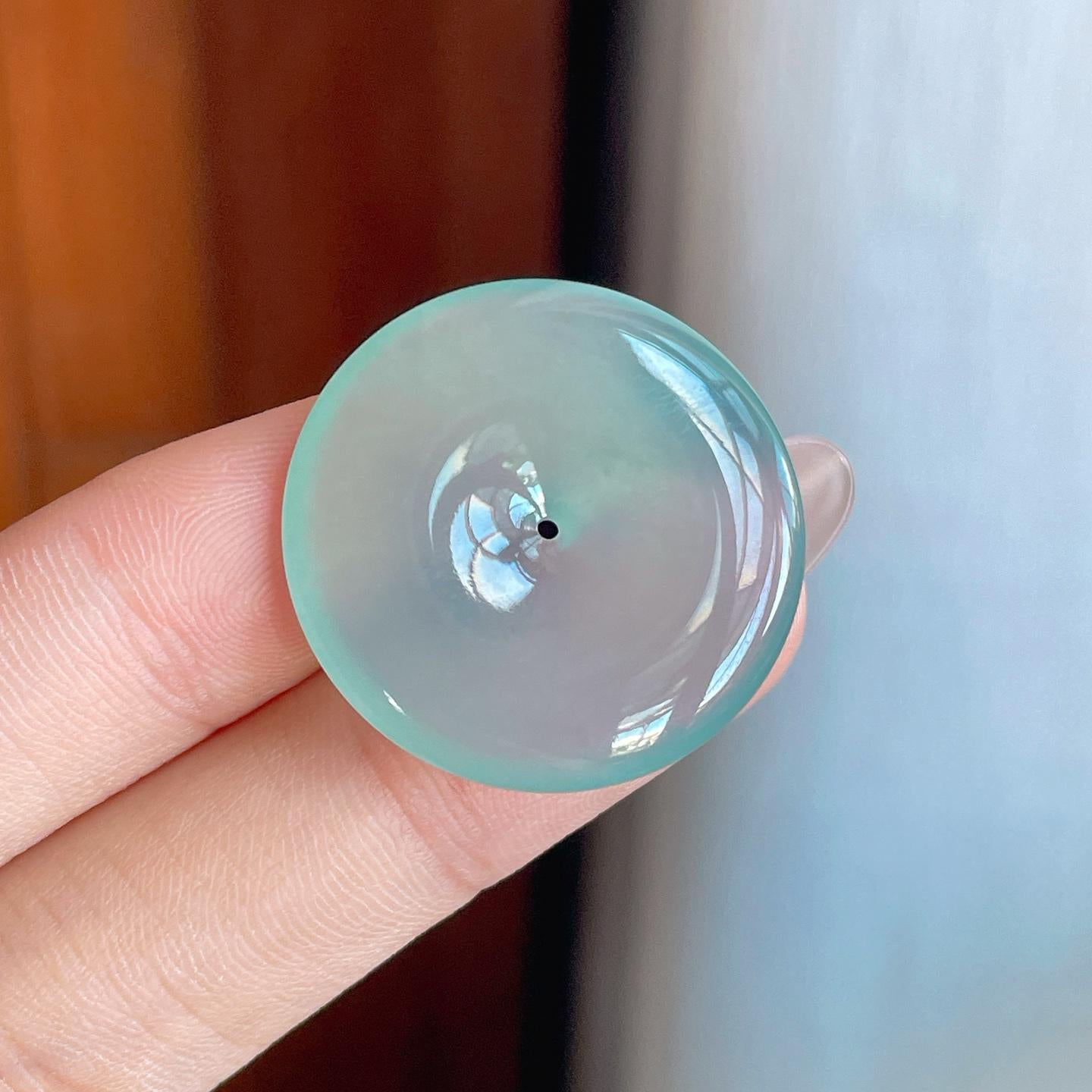 冰种蓝底翡翠平安扣（yc242739）