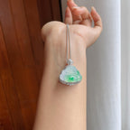 18k金镶冰种飘绿花翡翠佛公（yc247161）