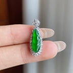 18k金镶冰种满绿翡翠豆子（yc247146）