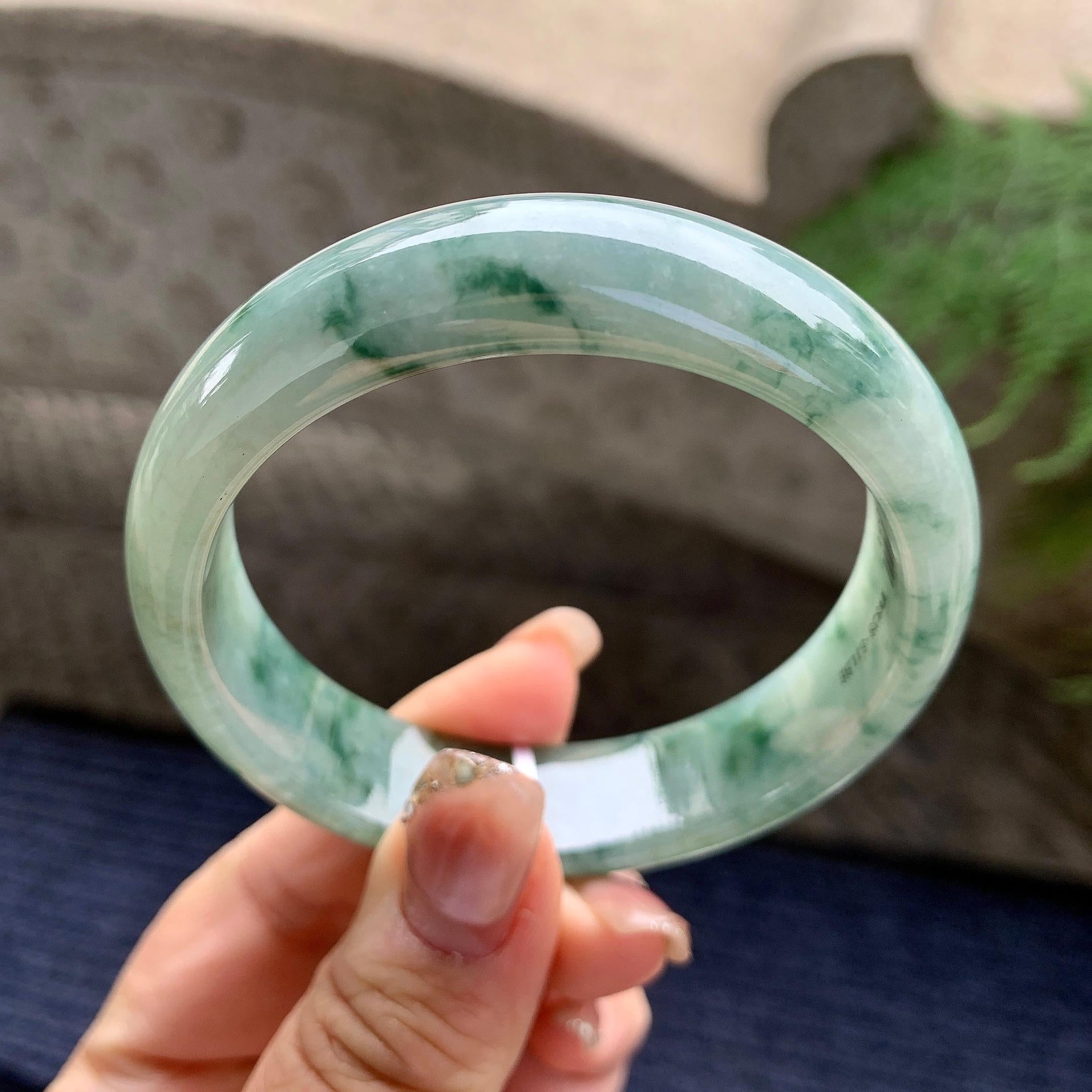 糯种飘花宽版轮胎手镯（56.7mm）（yc297956）