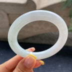 小圈口    细糯种飘花圆条手镯53.6圈     天然缅甸A货翡翠（yc371523）