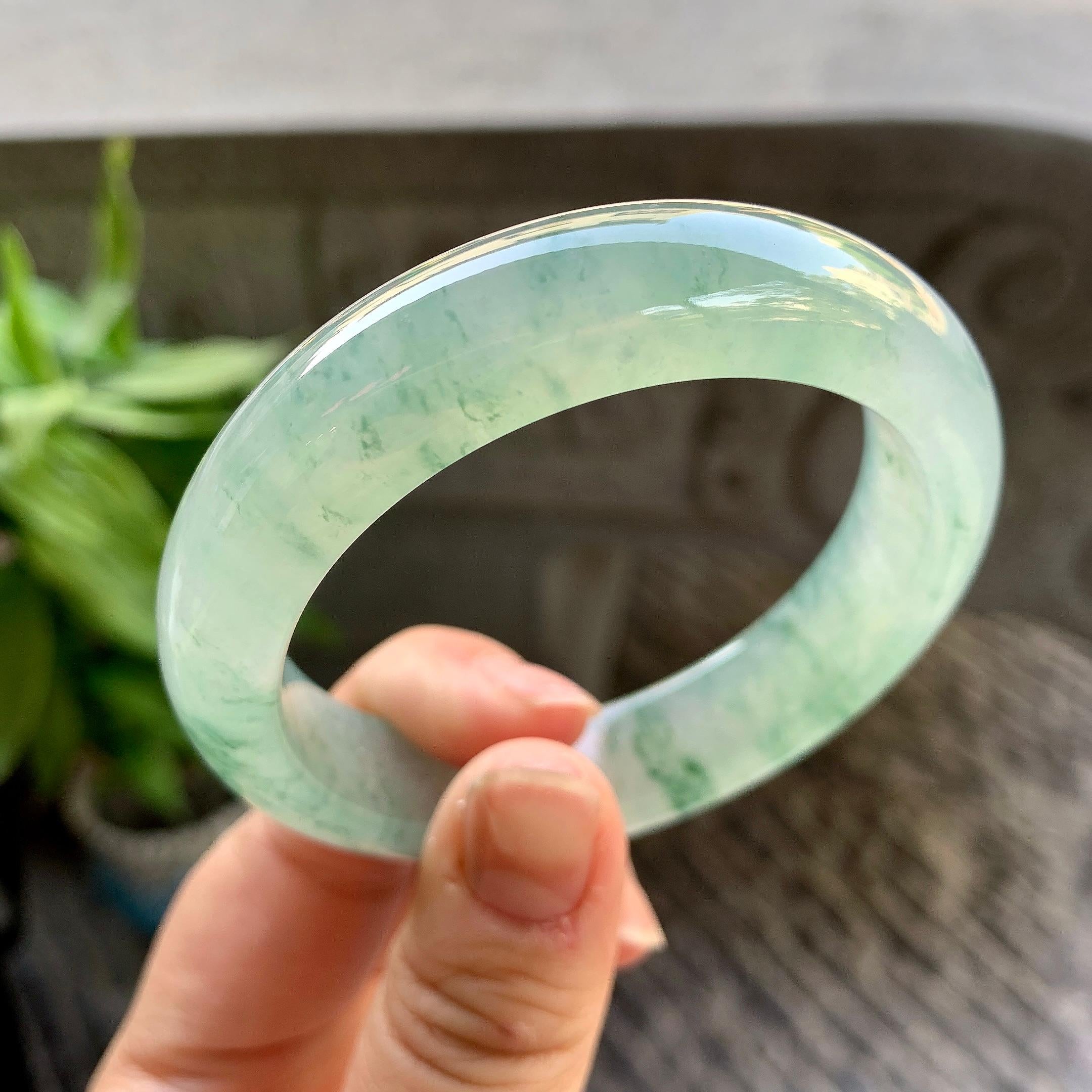 糯冰种晴底飘花平安镯（56.6mm）（yc309459）