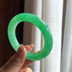 胖圆条 冰种满阳绿圆条手镯 57圈 天然缅甸A货翡翠（yc454255）