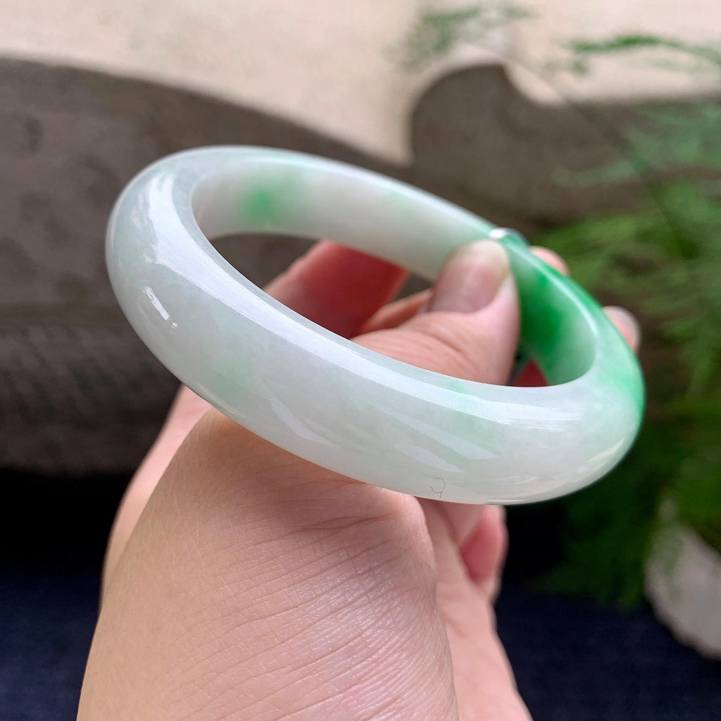 细糯种白底青平安镯（57.5mm）（yc206657）