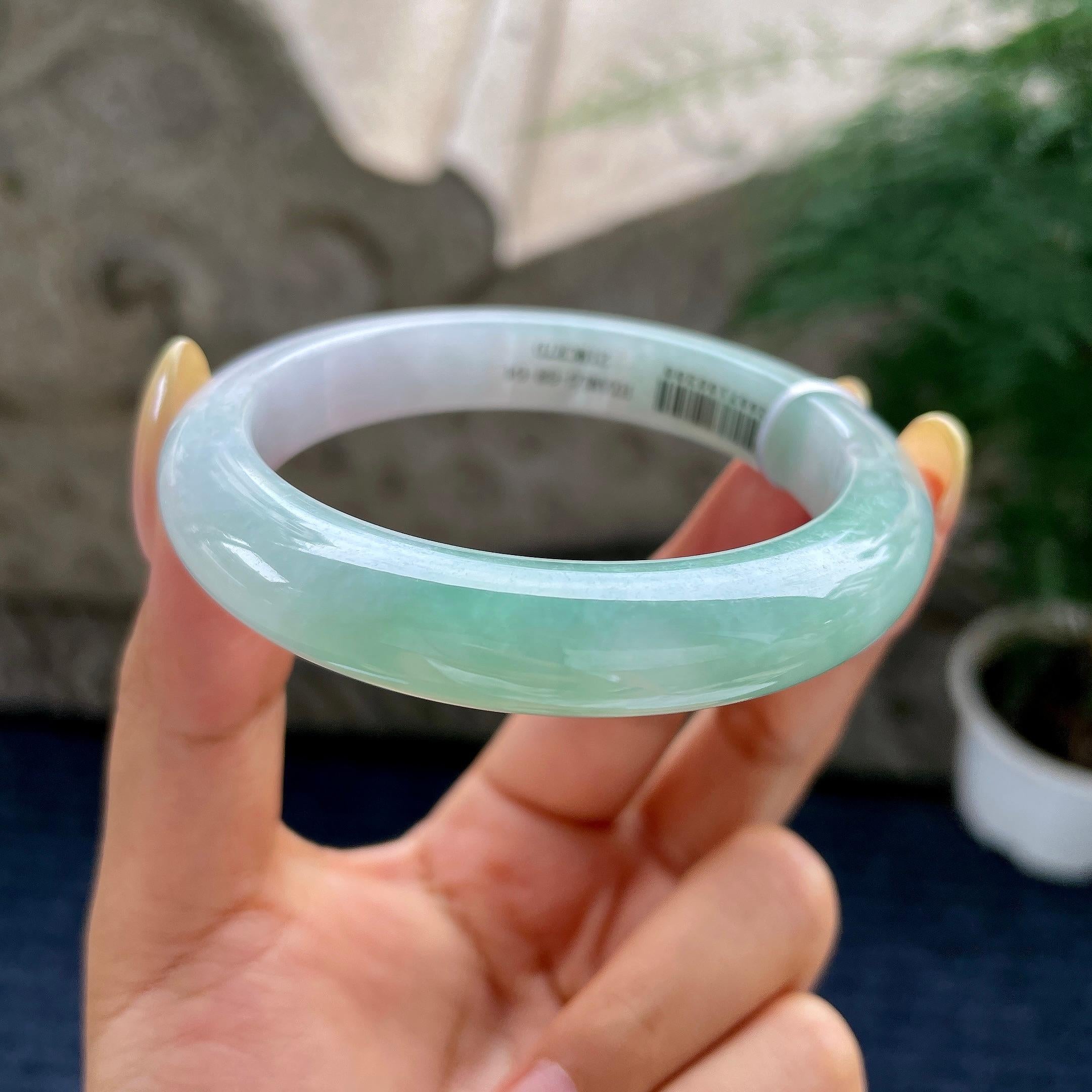 细糯种晴底正圈平安镯57.1圈 天然缅甸A货翡翠（yc481943）