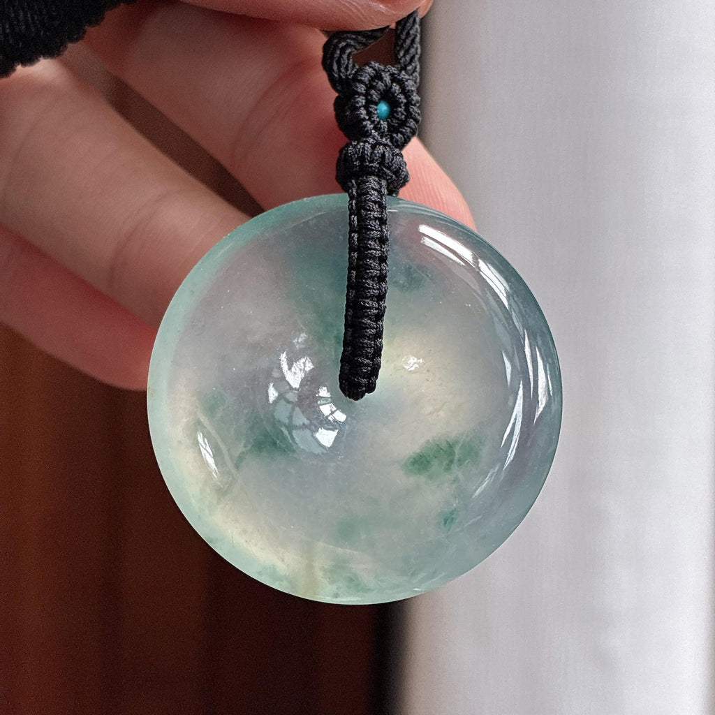冰玻种飘花平安扣挂件 天然缅甸A货翡翠（yc465149）