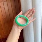 糯冰满绿翡翠圆条手镯（57mm）（yc408403）