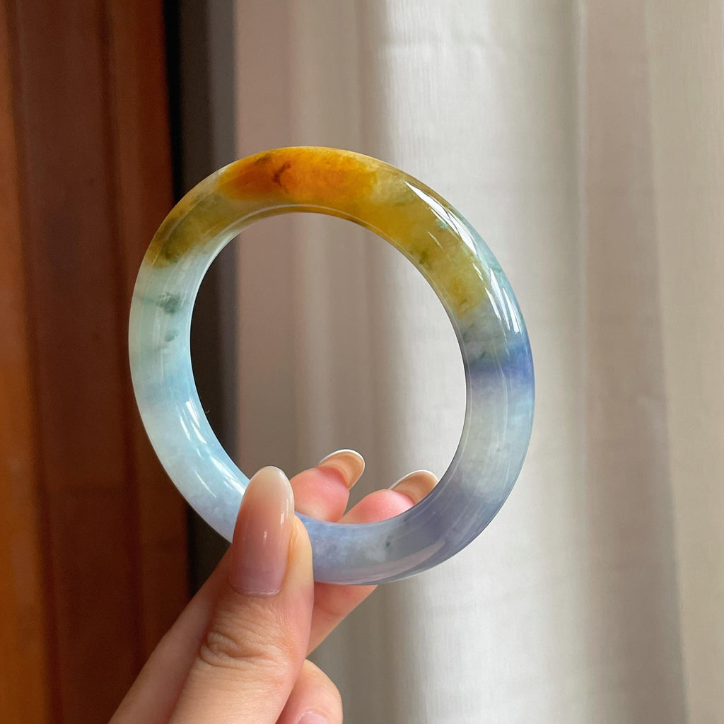 糯冰特色翡翠圆条手镯（56mm)（yc417014）