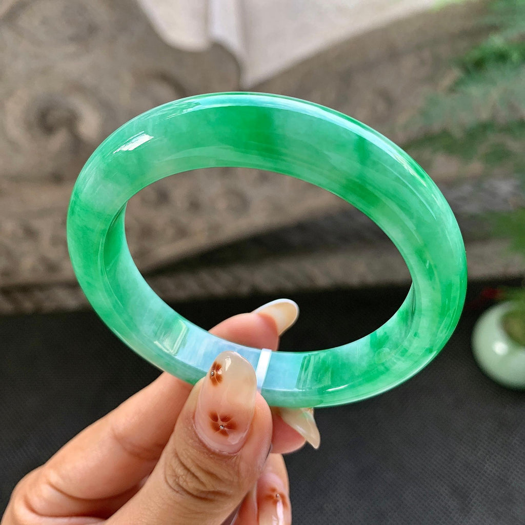 细糯种满绿平安镯（54mm）（yc264515）