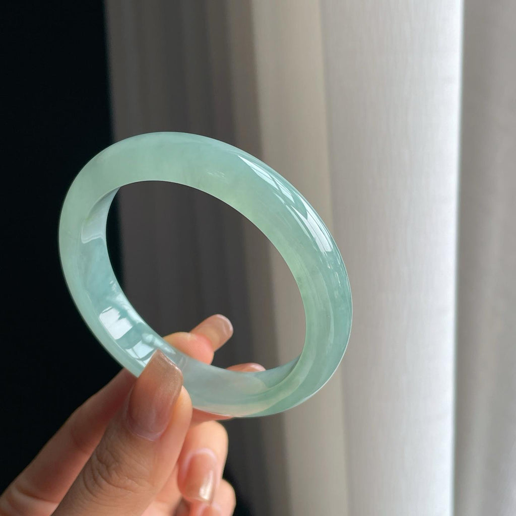 冰种晴底翡翠平安镯（56mm）（yc374779）