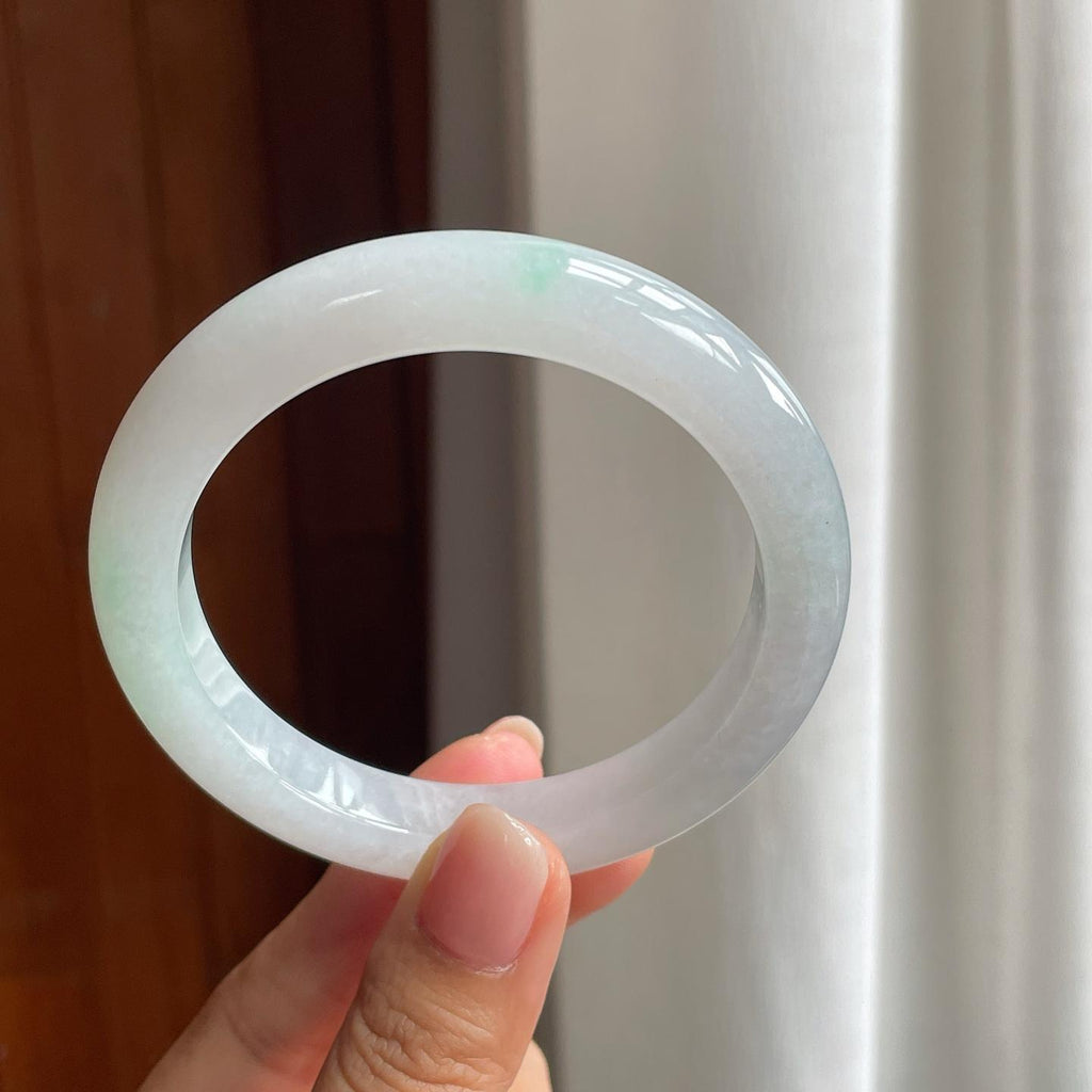 糯冰带色翡翠平安镯（58.5mm）（yc377449）