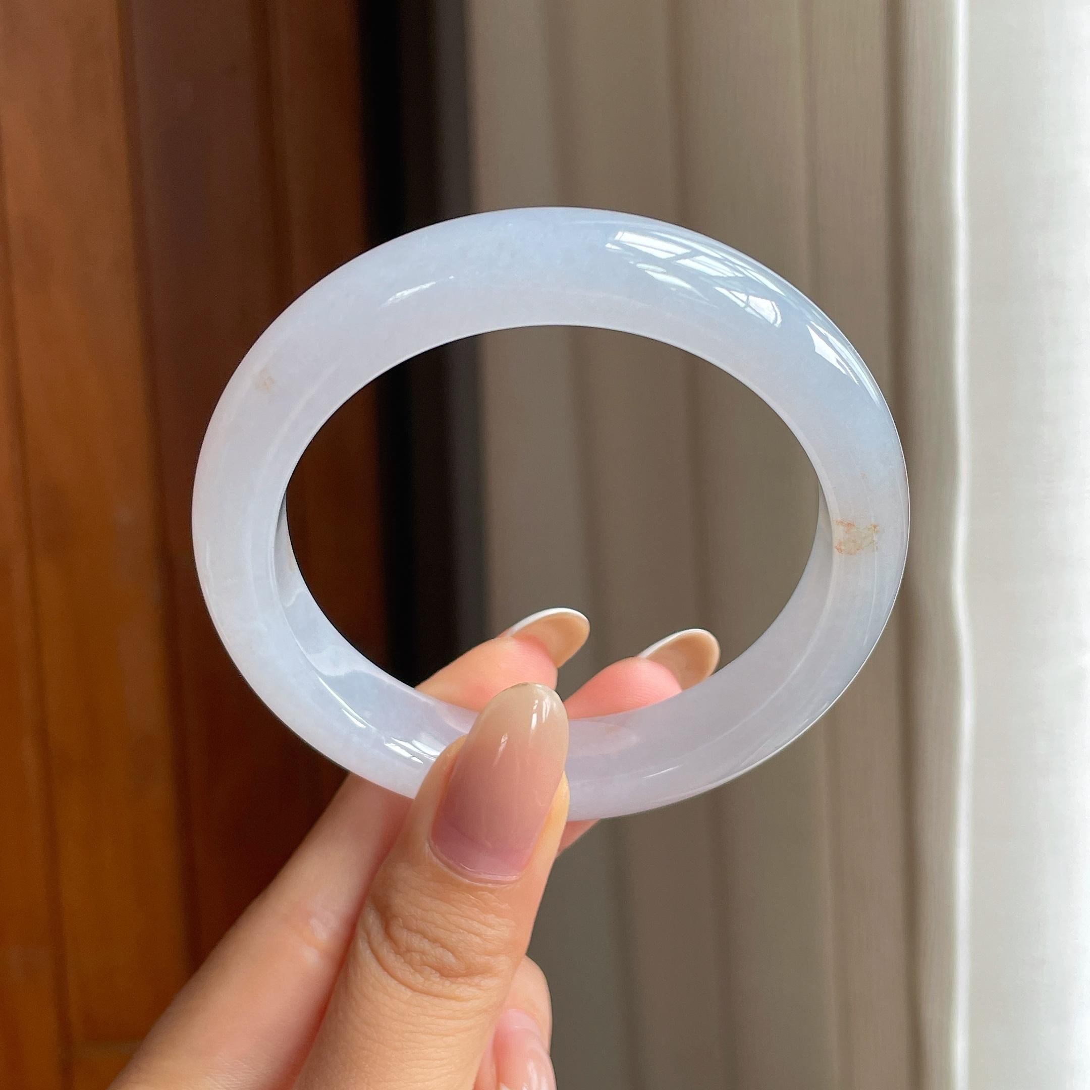 糯冰白月光洒金翡翠平安镯（56.2mm)（yc406311）