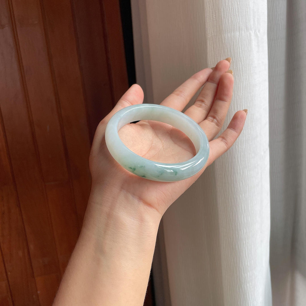 糯冰飘花翡翠平安镯(62.5mm)（yc415360）