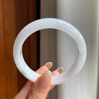 糯冰淡底色翡翠平安镯（58mm)（yc409907）