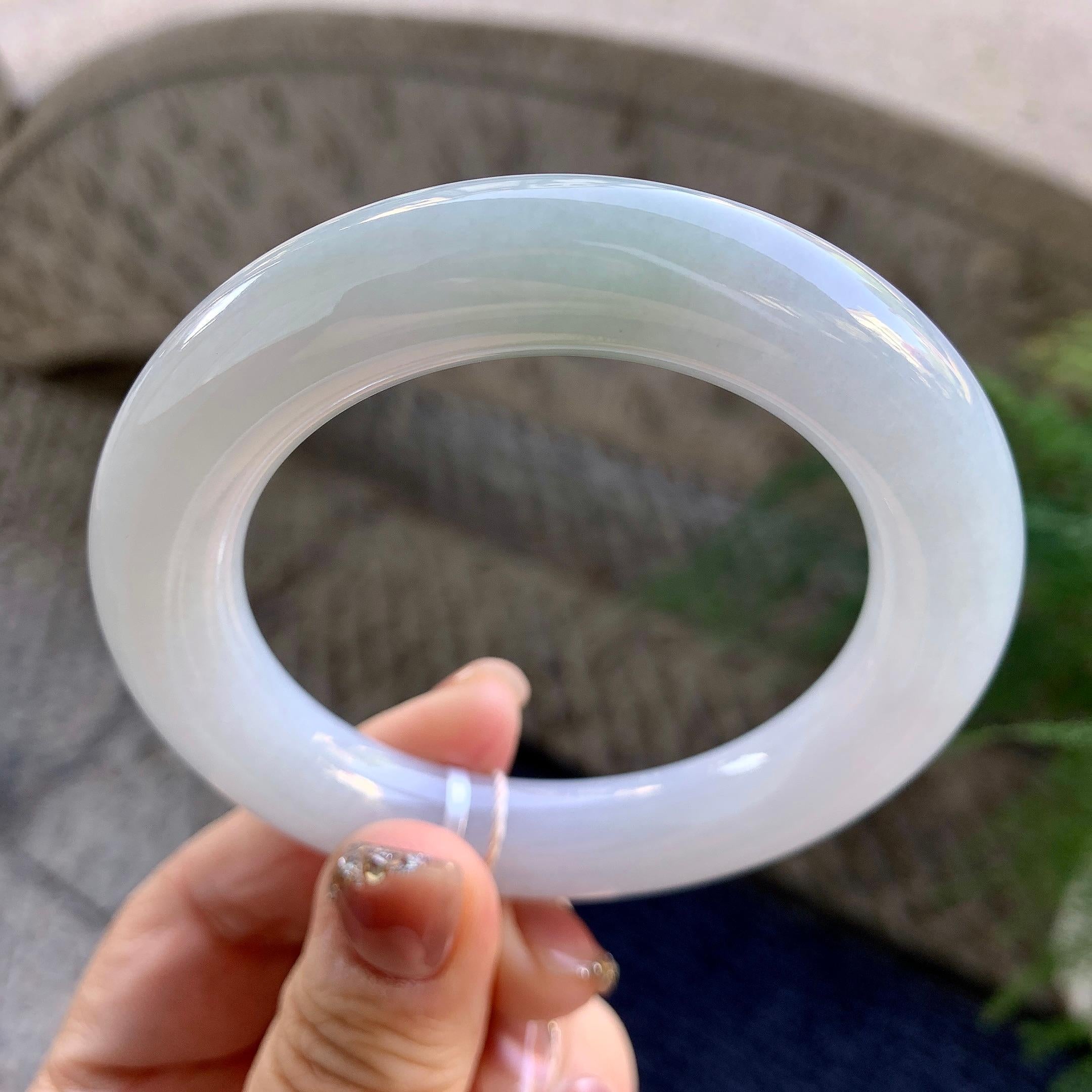 糯种无色圆条手镯（55.2mm）（yc275316）
