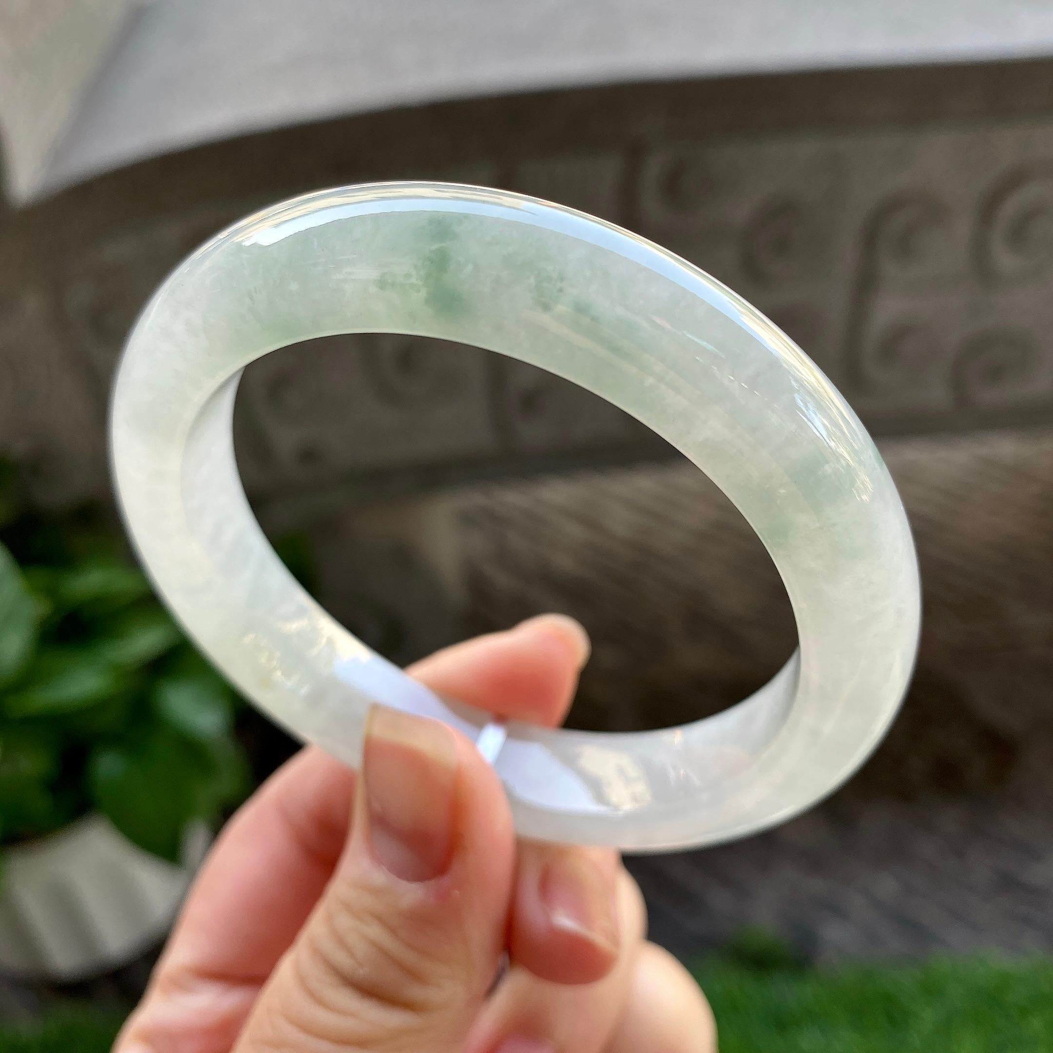 糯冰种飘花平安镯（57.3mm）（yc304784）