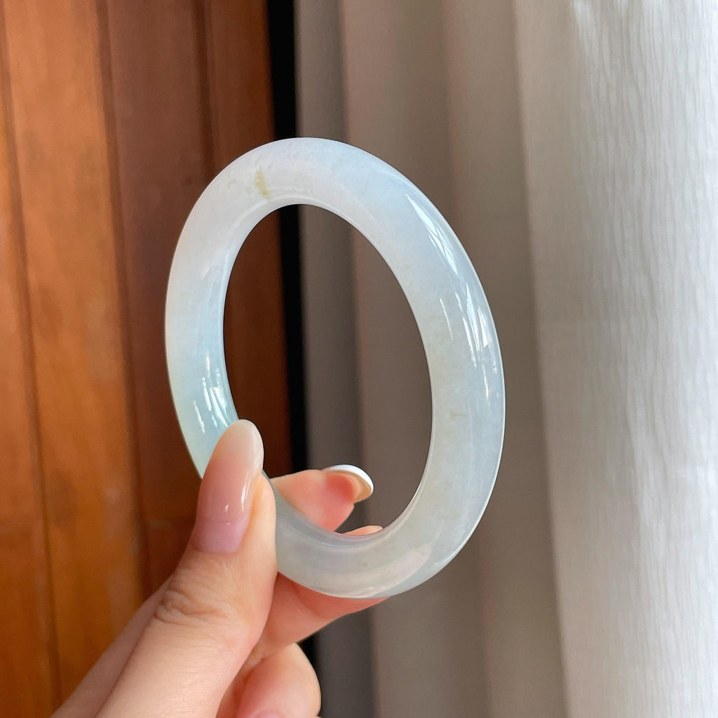 冰种淡底色翡翠圆条手镯（54.2mm)（yc412125）