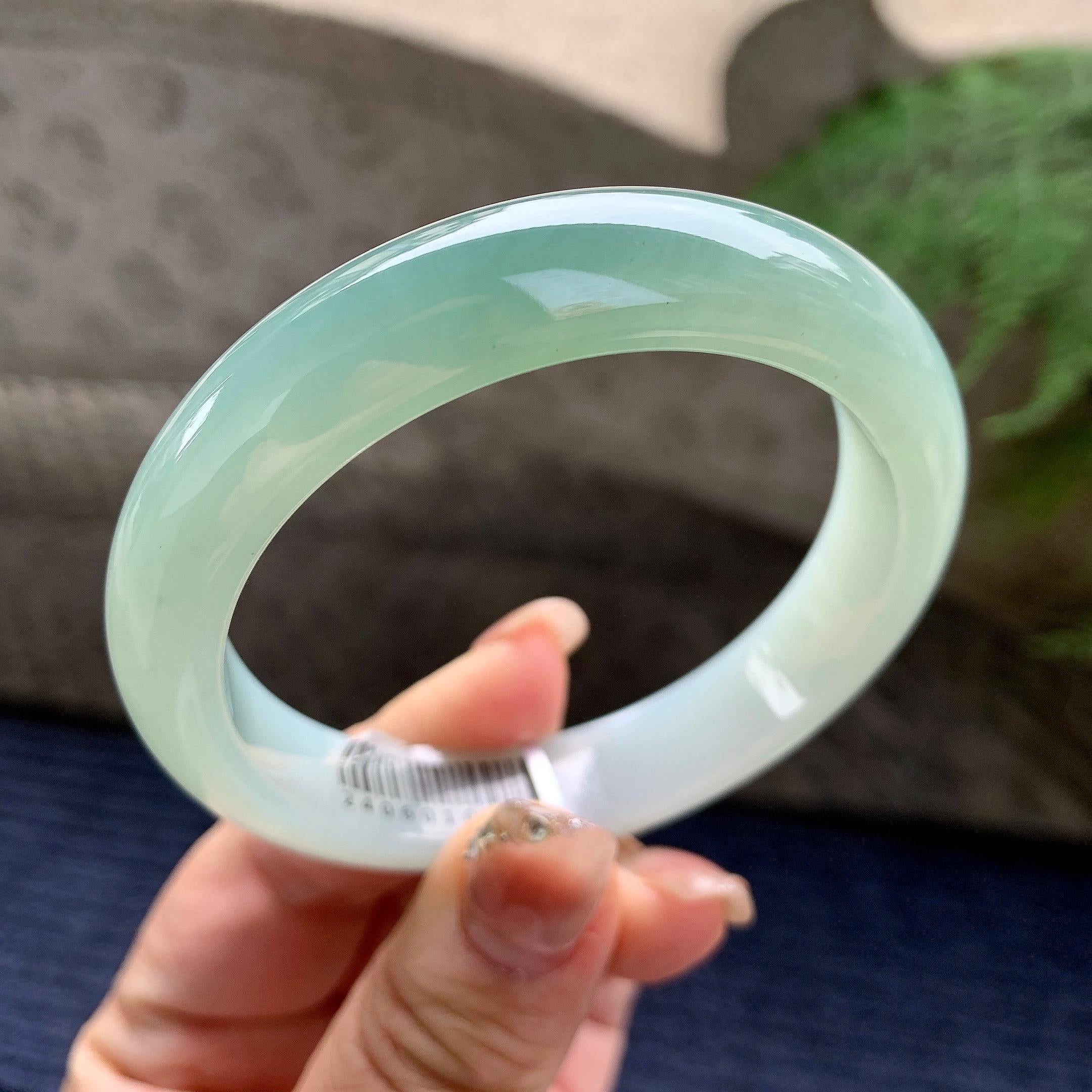糯冰种半山水平安镯（55.5mm）（yc297964）