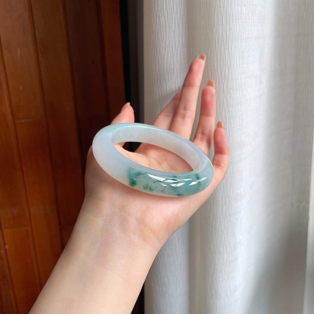 糯冰飘花翡翠平安镯（58mm）（yc354347）