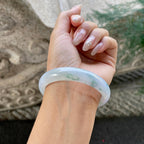 细糯种飘蓝花正圈平安镯57.7圈     天然缅甸A货翡翠（yc348221）