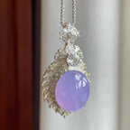 铜托冰种紫罗兰翡翠蛋面一套（yc186006）