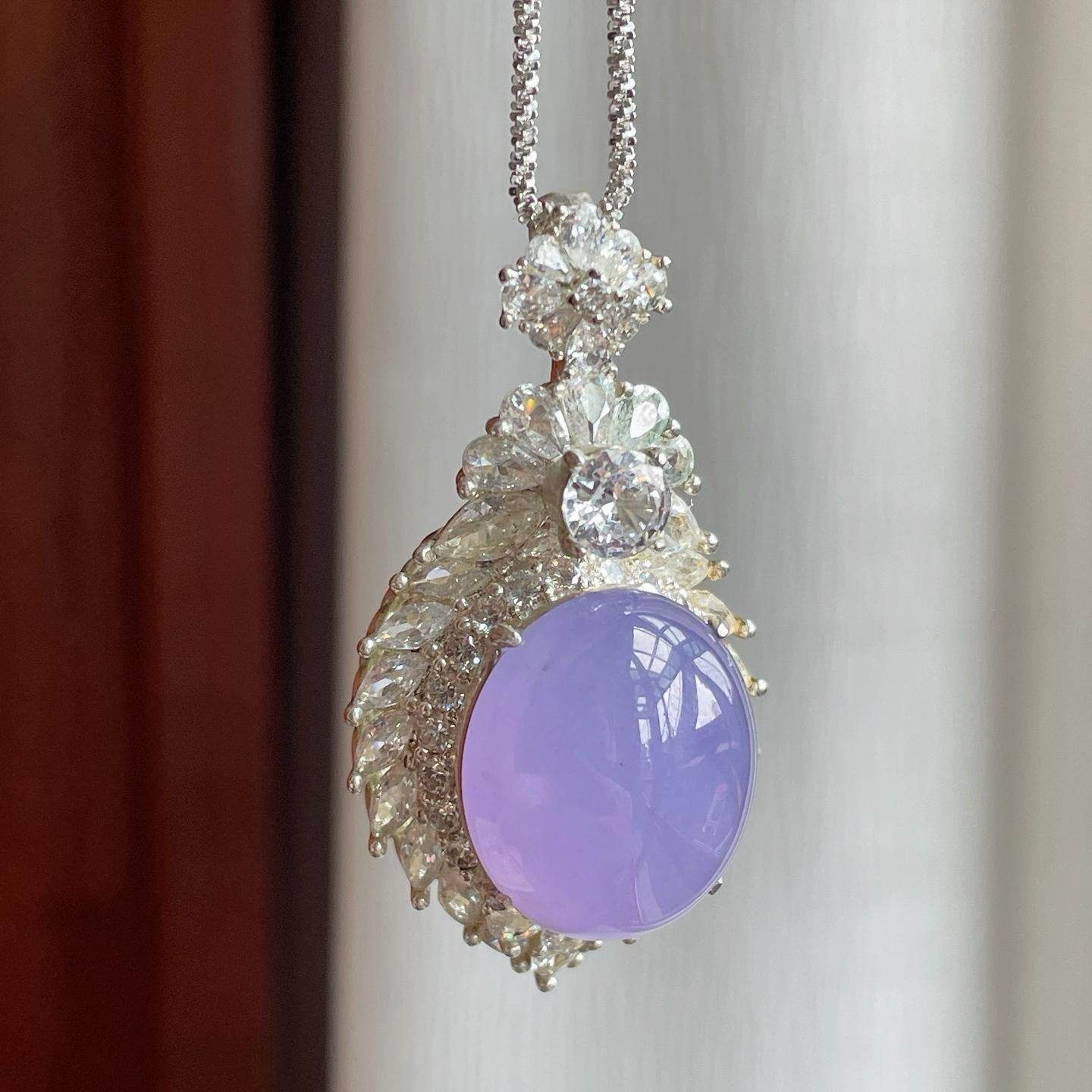 铜托冰种紫罗兰翡翠蛋面一套（yc186006）