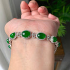 18K金钻镶细糯种满绿蛋面手链（yc230995）