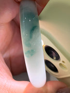 细糯种飘蓝花正圈平安镯  57.6圈口 天然缅甸A货翡翠（yc400192）