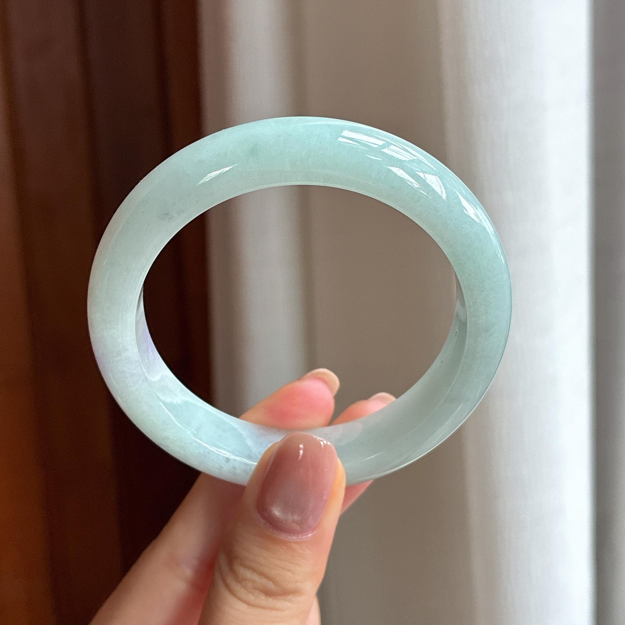 糯种特色翡翠平安镯（53mm)（yc422927）