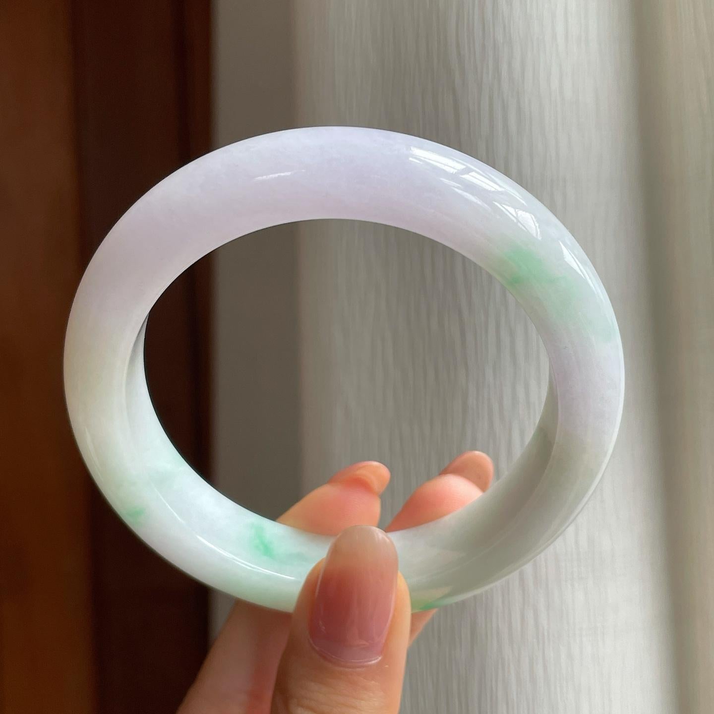 糯冰淡春彩翡翠平安镯（57.7mm)（yc349365）