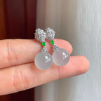 18k真金真钻镶冰种翡翠耳坠（yc248490）