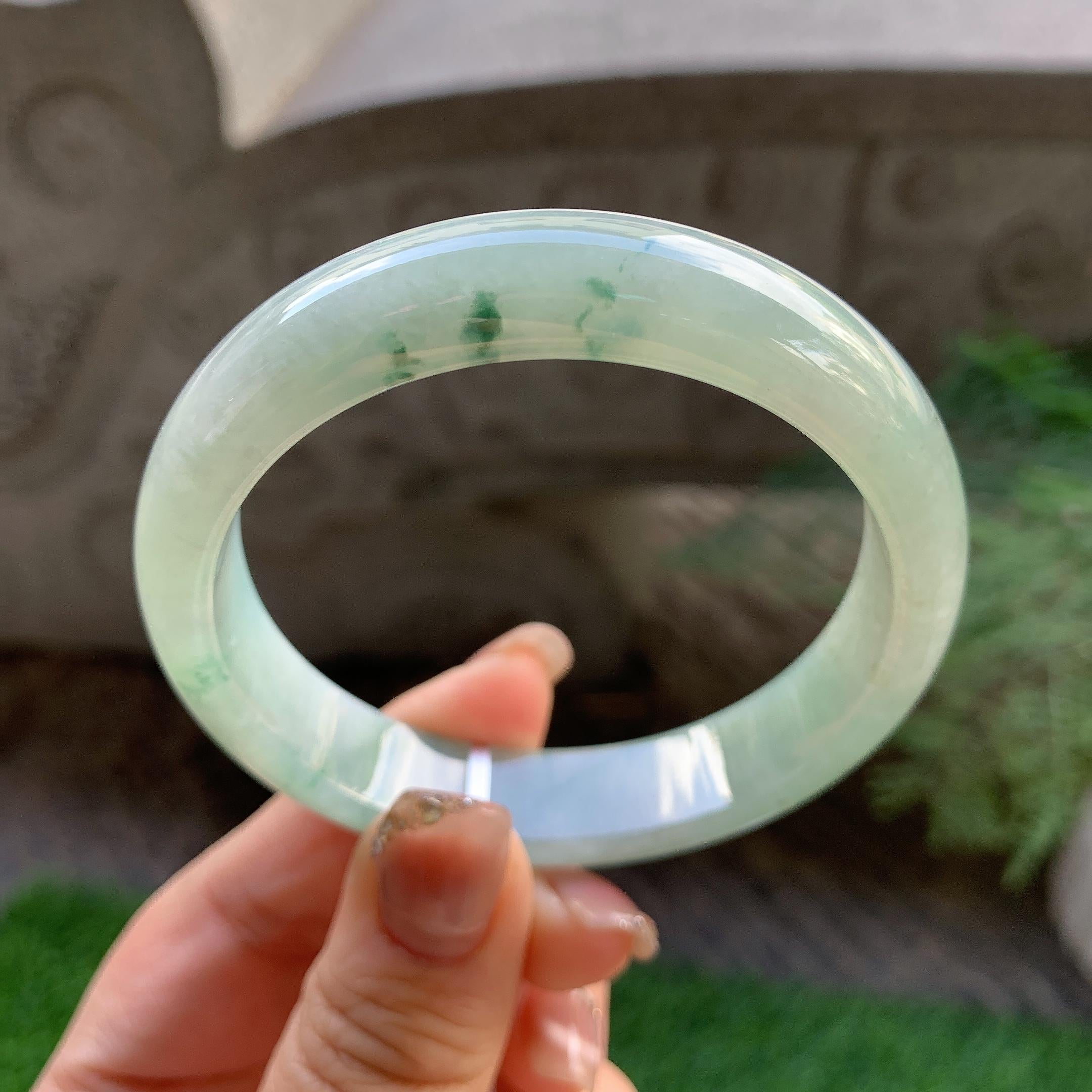 细糯种飘花平安镯（56mm）（yc293326）