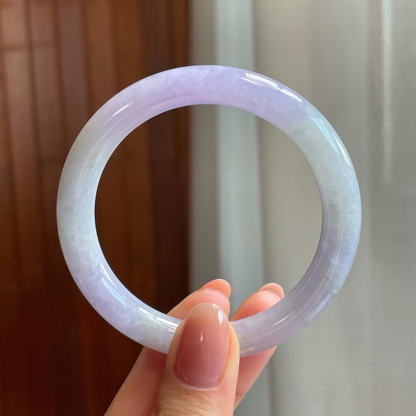 糯冰紫罗兰翡翠圆条手镯（52mm)（yc320885）