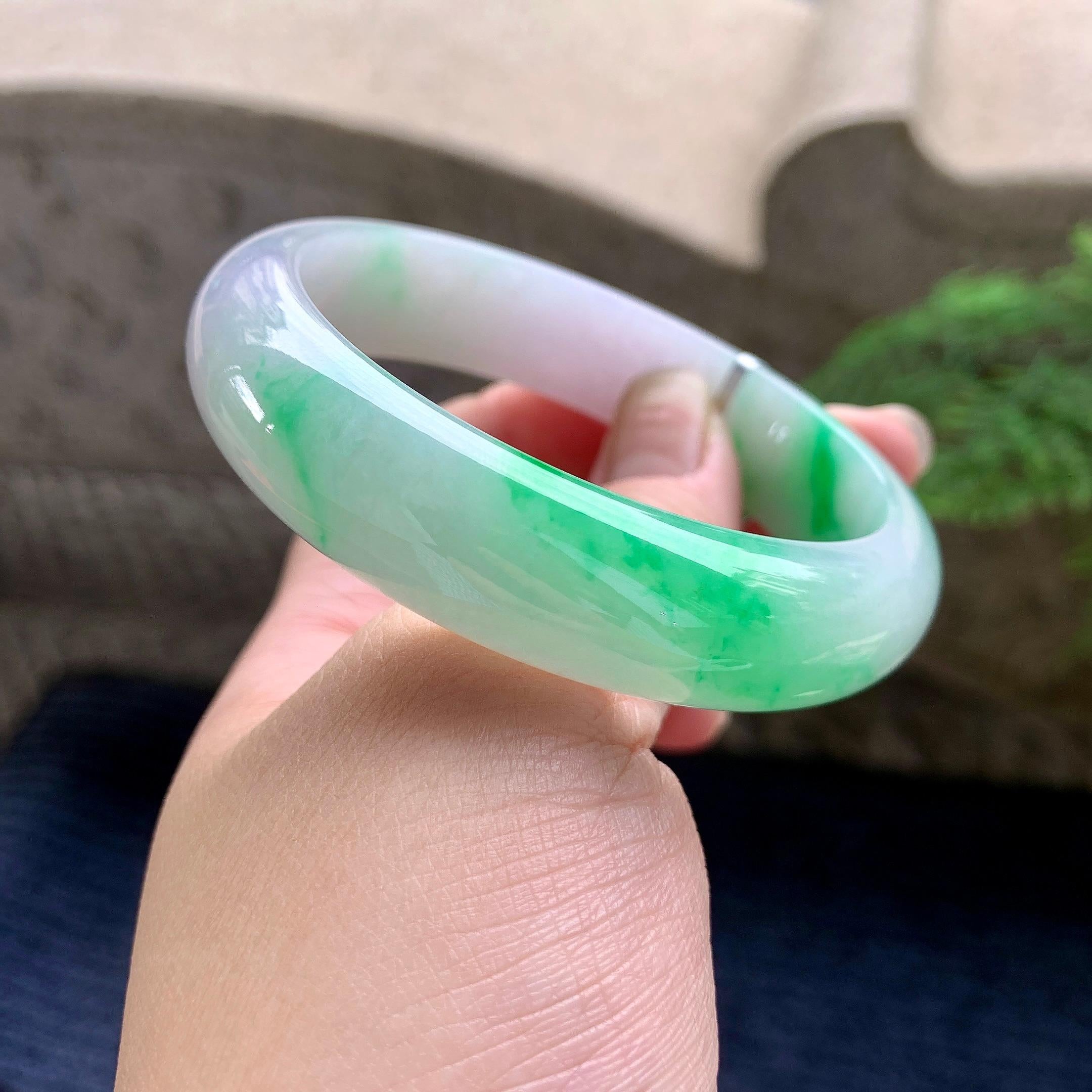 细糯种飘阳绿宽版轮胎手镯（58mm）（yc253747）