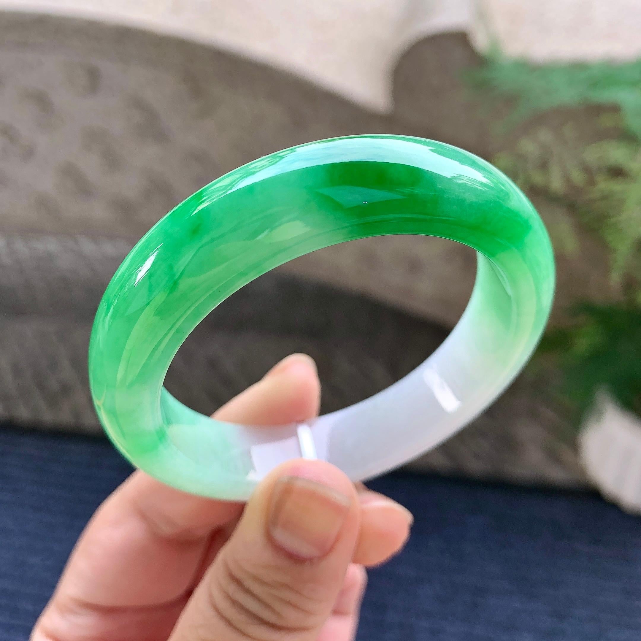 细糯种飘阳绿平安镯（51.7mm）（yc233893）
