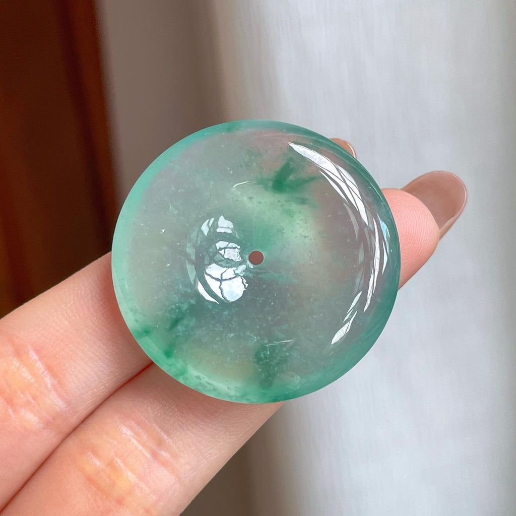 冰种飘花翡翠平安扣（yc365784）